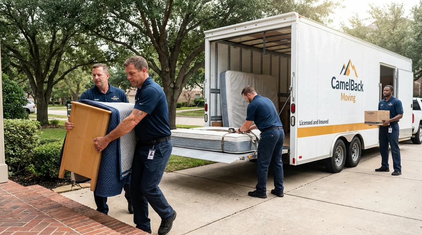 Crew loading residential truck for cross-state move from Wheelersburg, OH
