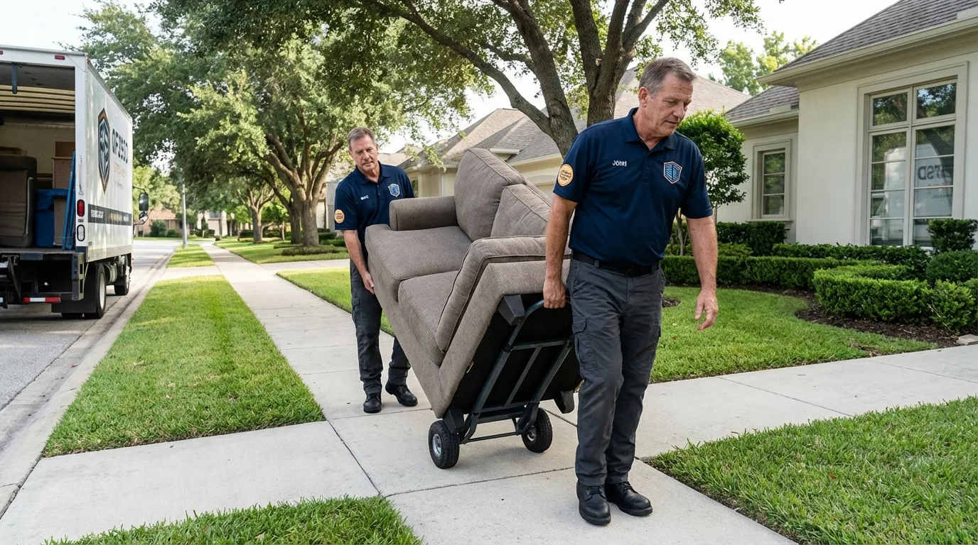 Local residential moving crew loading furniture in Wheelersburg, OH